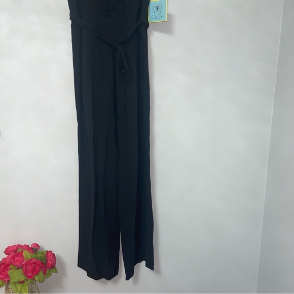CeCe By Cynthia Steffe Plissa Trim Jumpsuit In Rich Black - Size 12 NWT- Reemoly - Picture 12 of 15